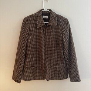 Villager by Liz Claiborne Women's Size 10 Houndstooth Zip-Up Blazer